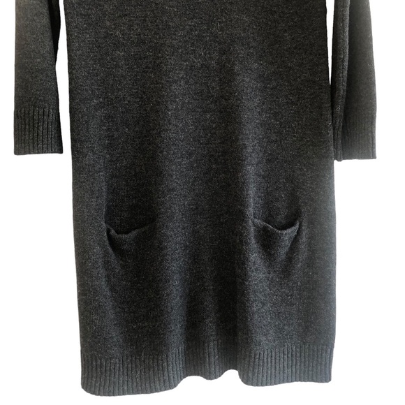 Express Women's Gray Wool Blend Sweater Dress With Pockets, V-Neck, Size Medium - Picture 4 of 7